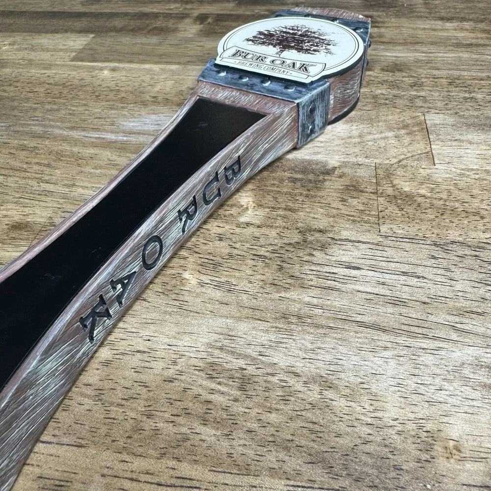 Bur Oak Brewing Company Beer Tap Handle Wood Look Draft Tap Knob Bar Pub